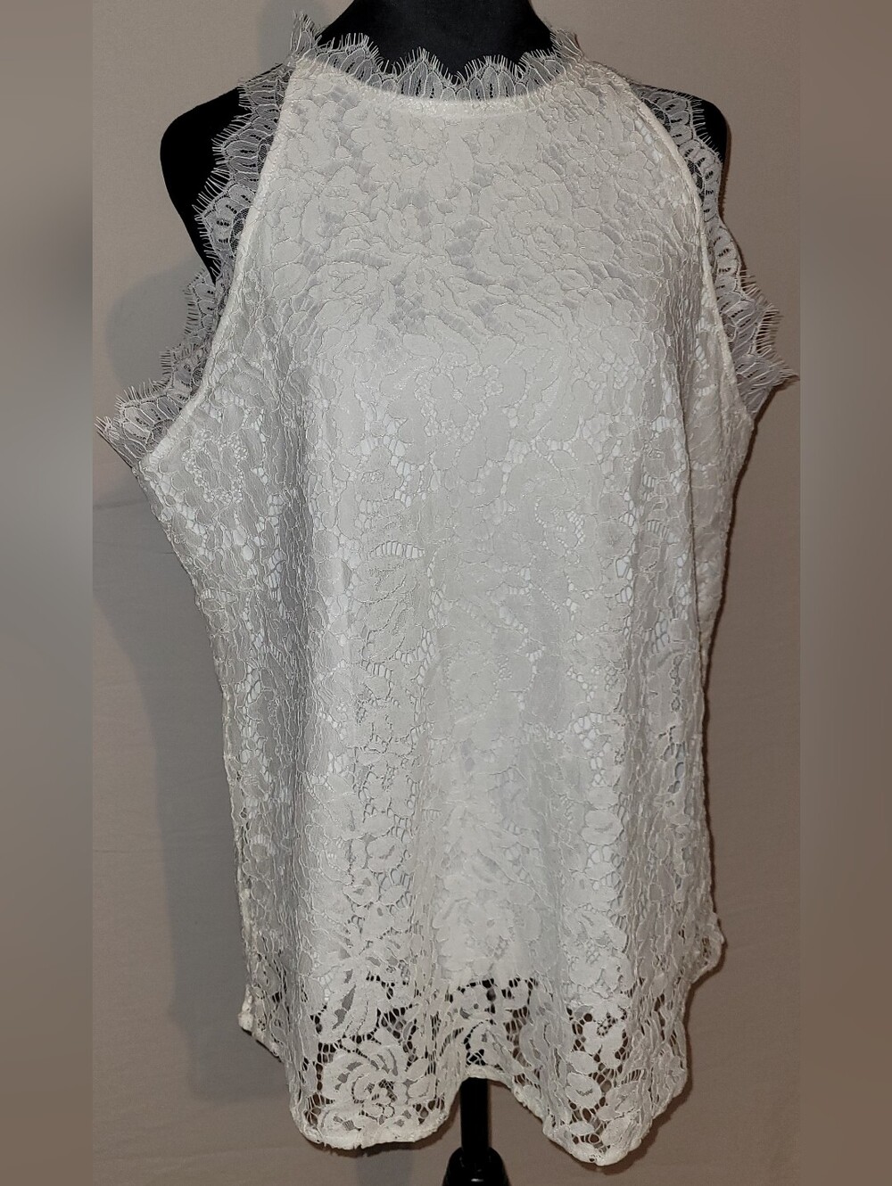 Halife White Lace Tank Top, XL